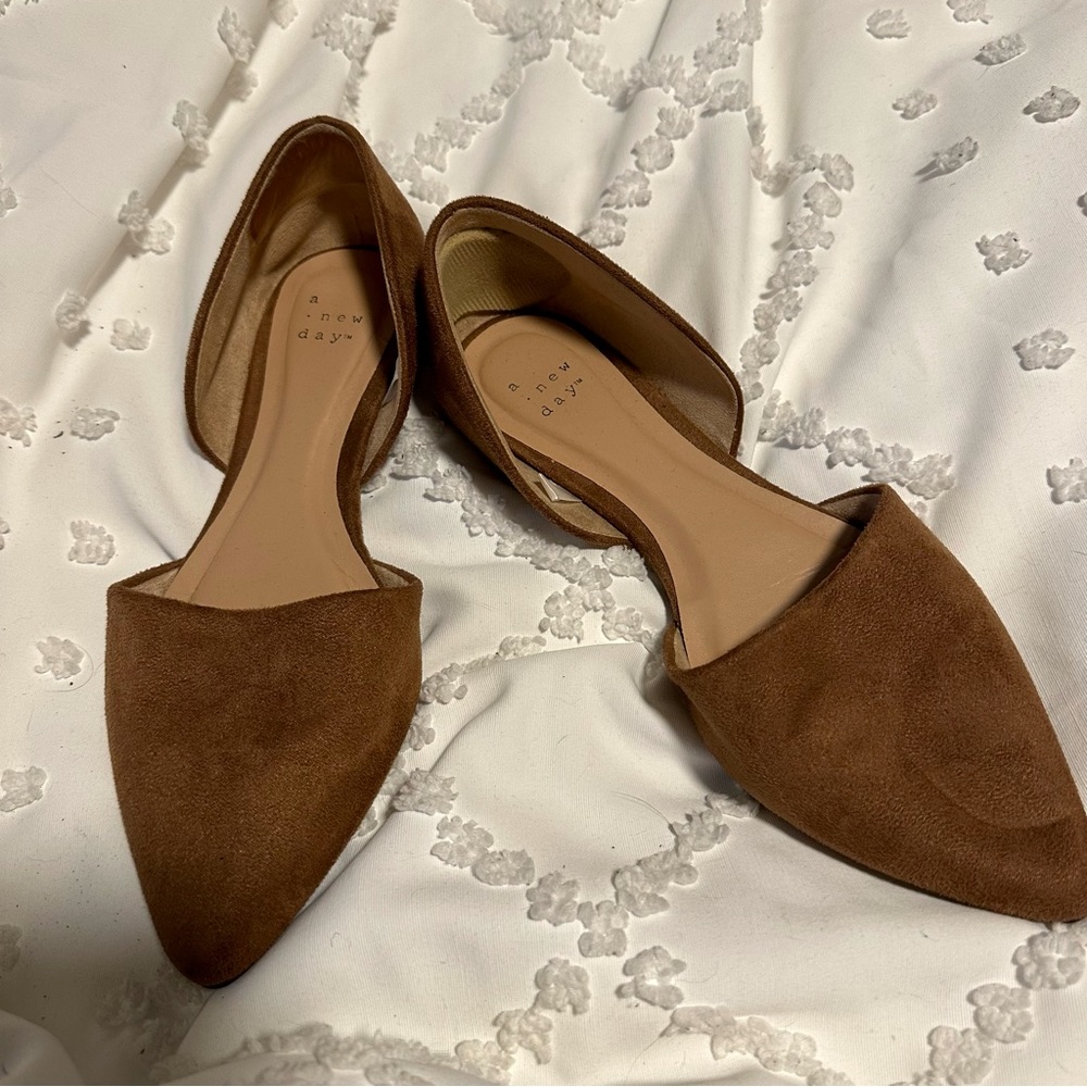 Brown suede flats